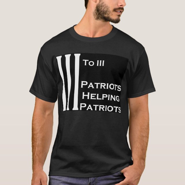 Camiseta 3 a 3 patriotas que ayudan a sin frontera negro de (Anverso)
