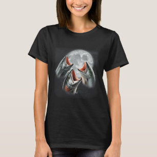 Camiseta 3 Amortiguamiento De Pescado Salmón En La Luna Gra