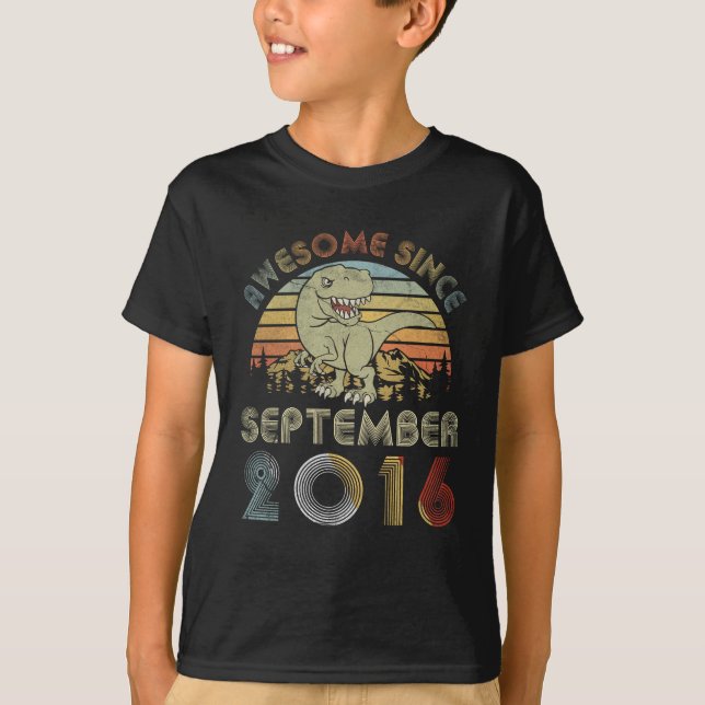 Camiseta 3 años 3ro cumpleaños del dinosaurio de septiembre (Anverso)