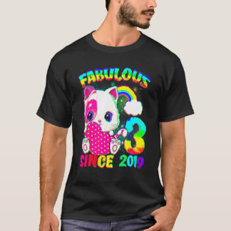 Camiseta 3 años Chica de gato lindo fabulous Si