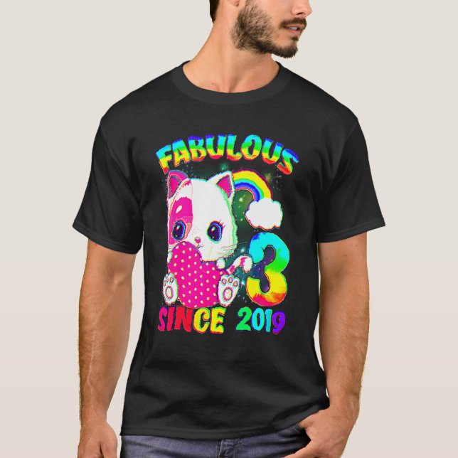 Camiseta 3 años Chica de gato lindo fabulous Si (Anverso)