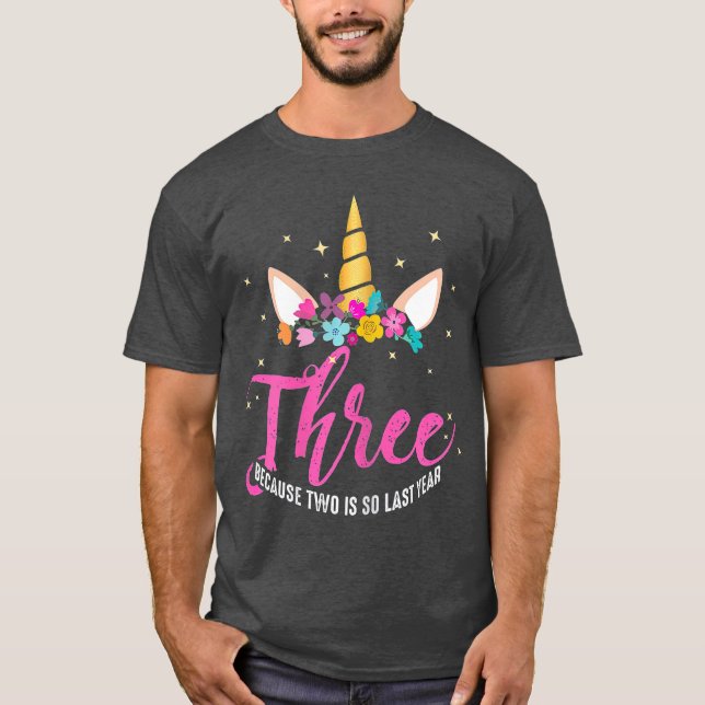 Camiseta 3 años de edad Chica de cumpleaños regalos Unicorn (Anverso)