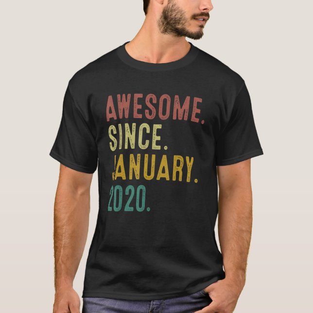 Camiseta 3 años de edad increíble desde enero de 2020 (Anverso)