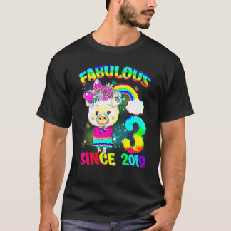 Camiseta 3 años de edad Tercer cumpleaños Chica de cerdo li