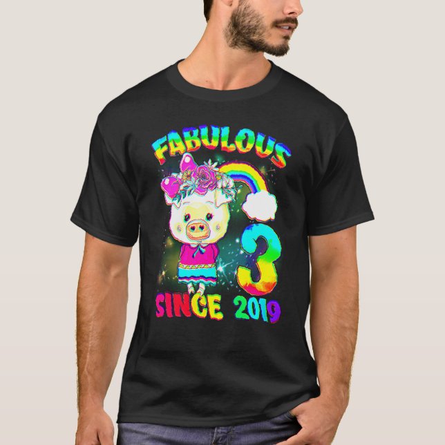 Camiseta 3 años de edad Tercer cumpleaños Chica de cerdo li (Anverso)