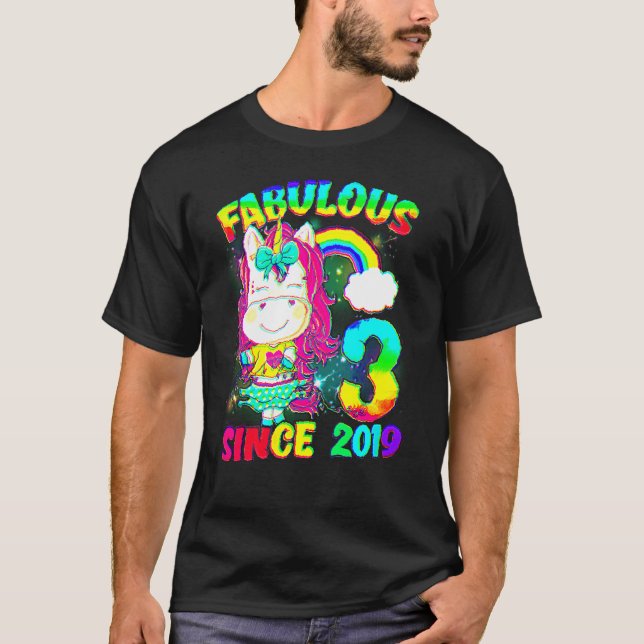 Camiseta 3 años de edad Unicornio, 3 años, unicornio, Chica (Anverso)