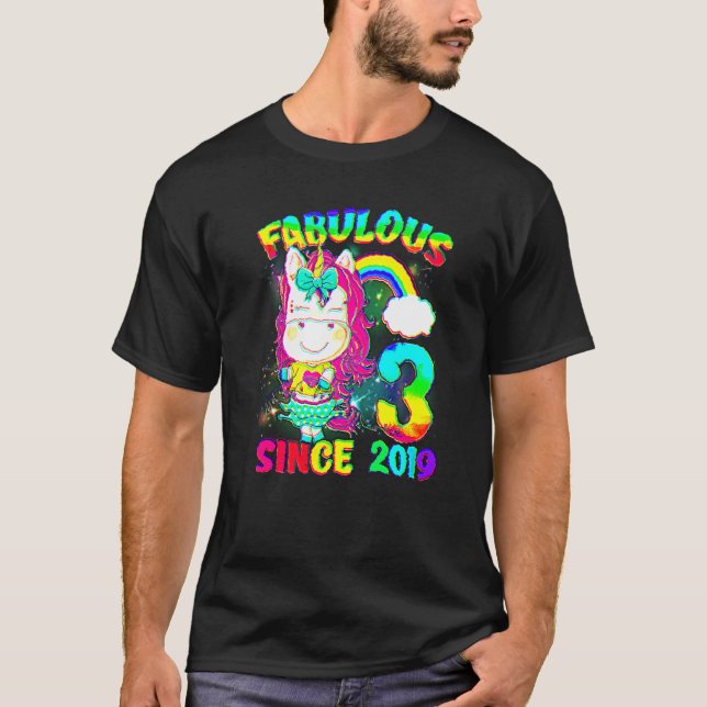 Camiseta 3 años de edad Unicornio, 3 años, unicornio, Chica (Anverso)