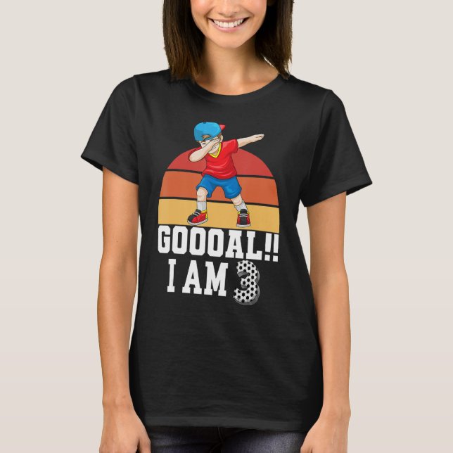 Camiseta 3 años de fiesta de cumpleaños temática del fútbol (Anverso)
