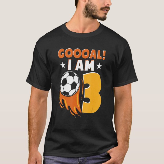 Camiseta 3 años de fiesta de cumpleaños temática del fútbol (Anverso)