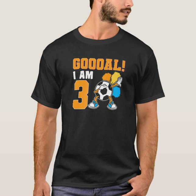 Camiseta 3 años de fiesta de cumpleaños temática del fútbol (Anverso)