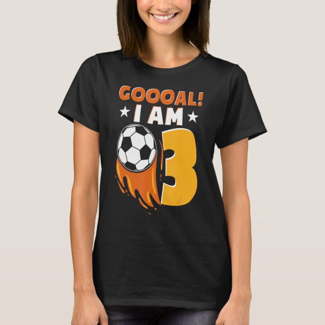 Camiseta 3 años de fiesta de cumpleaños temática del fútbol (Anverso)
