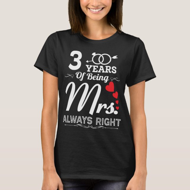Camiseta 3 Años De Ser Señora Esposa Tercer Aniversario Bod (Anverso)