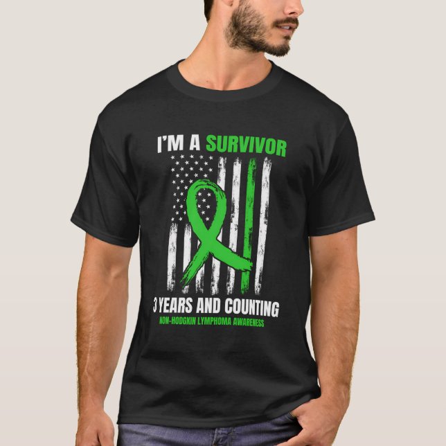 Camiseta 3 años sin cáncer Sobreviviente de linfoma no Hodg (Anverso)
