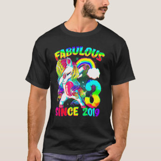 Camiseta 3 años, tercer cumpleaños, unicornio Chica Fabulou