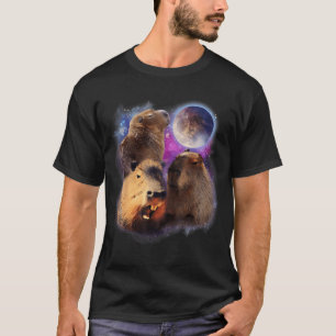 Camiseta 3 Capibara Moon Capybara Animales Trinchados Para 