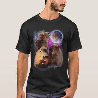 Camiseta 3 Capibara Moon Capybara Animales Trinchados Para 