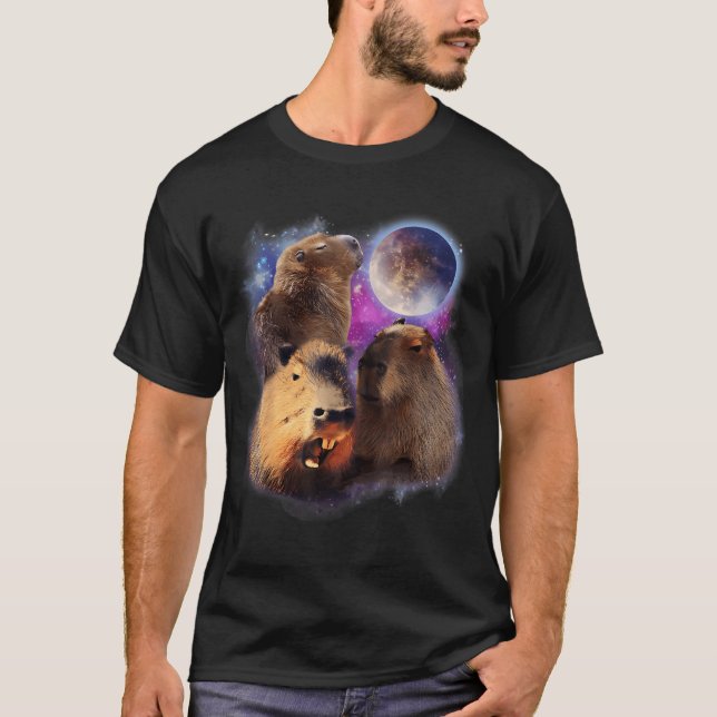 Camiseta 3 Capibara Moon Capybara Animales Trinchados Para  (Anverso)