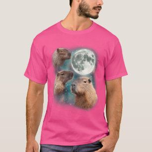 Camiseta 3 Capybara Moon Gigante Rodents Extraña Parodia De