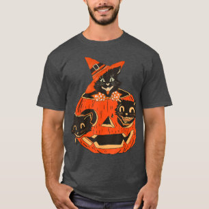 Camiseta 3 Cats Pumpkin Carved Jack O Lantern Cat Halloween