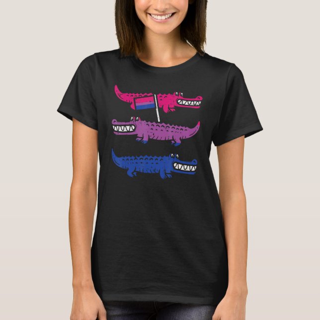 Camiseta 3 Crocodiles Bisexual Bandera Orgullo Lgbtq Animal (Anverso)