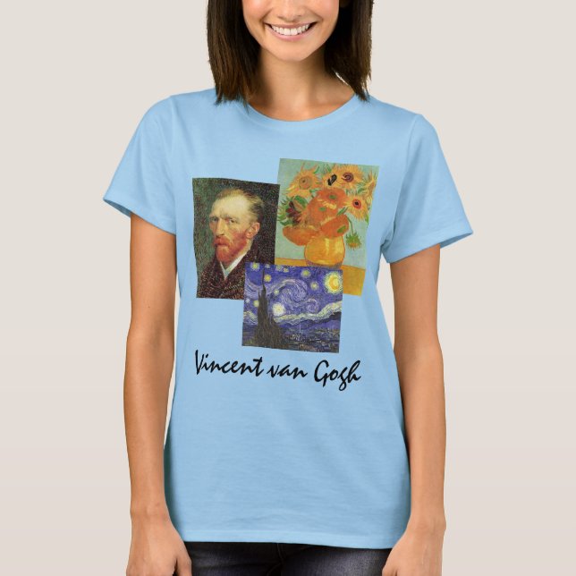 Camiseta 3 cuadros de arte famosos de vintage van Gogh (Anverso)