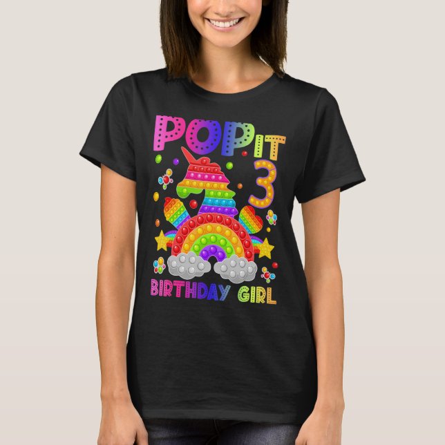 Camiseta 3 Cumpleaños Fidget Toy Pop It Chica de cumpleaños (Anverso)