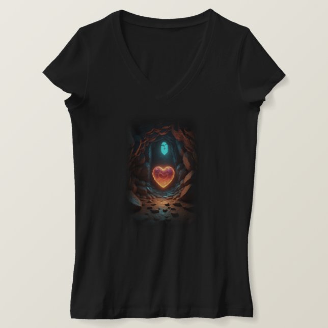 Camiseta 3.d Corazón brillante profundo por dentro (Anverso del diseño)