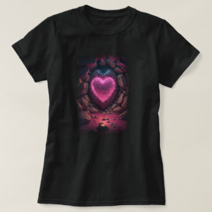 Camiseta 3.d Corazón brillante profundo por dentro