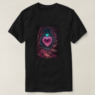 Camiseta 3.d Corazón brillante profundo por dentro
