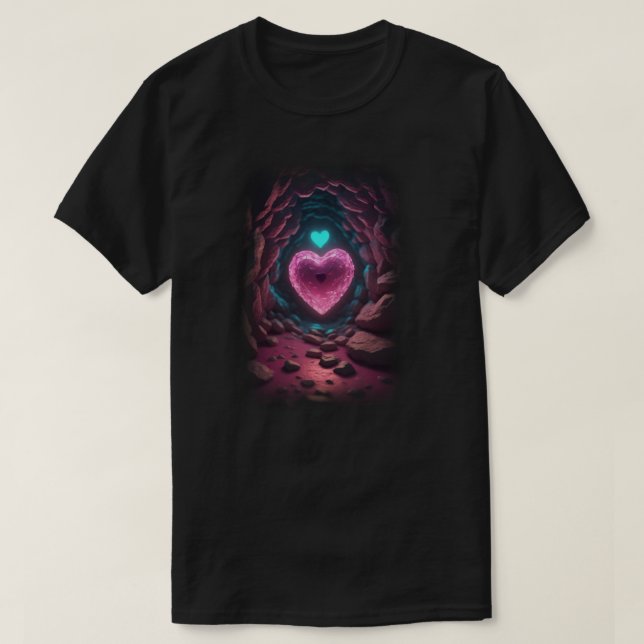 Camiseta 3.d Corazón brillante profundo por dentro (Diseño del anverso)