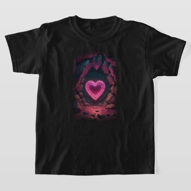 Camiseta 3.d Corazón brillante profundo por dentro (Distribución)