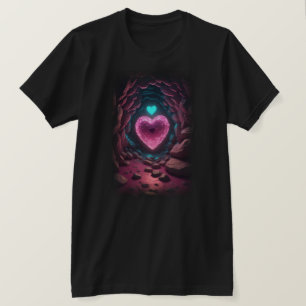 Camiseta 3.d Corazón brillante profundo por dentro
