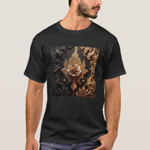 Camiseta 3.d Rosas negros de oro #10 Pegatina