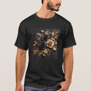 Camiseta 3.d Rosas negros de oro #19 Pegatina