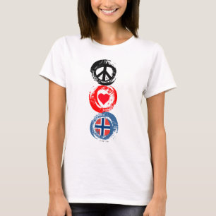 Camiseta 3 de la paz del amor de Noruega