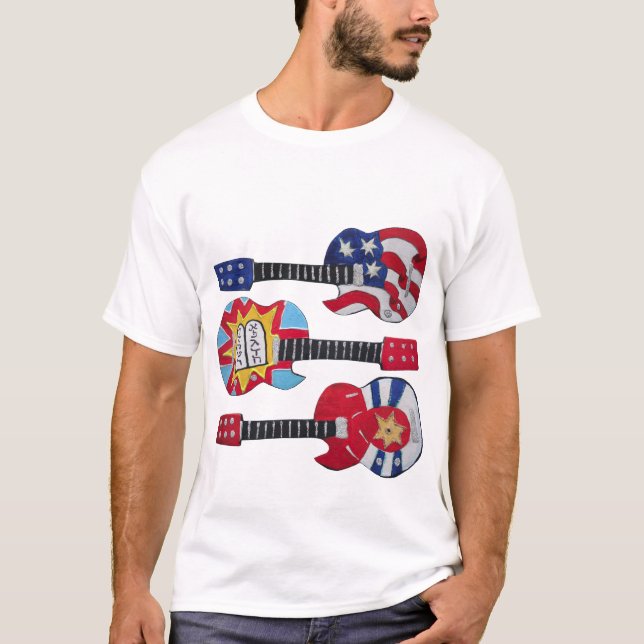 Camiseta 3 decoraciones de la guitarra de Judaica (Anverso)