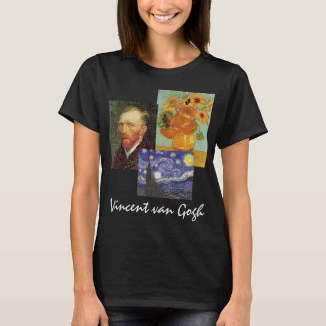 Camiseta 3 diferentes pinturas de arte famosas de Van Gogh  (Anverso)