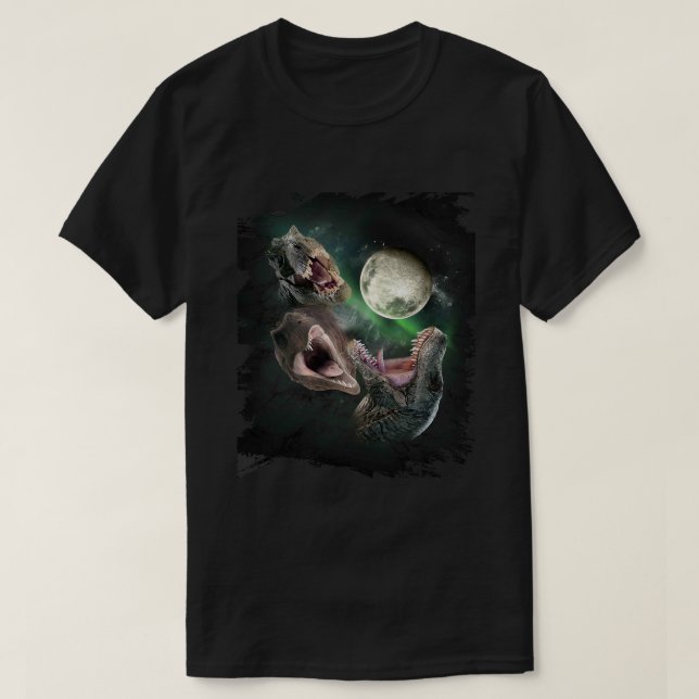 Camiseta 3 dinosaurios de lobos de luna aullan (Diseño del anverso)