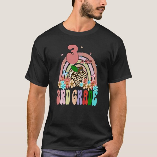 Camiseta 3 Es Para Profesor De 3er Grado Arcoíris Groovy Ma (Anverso)
