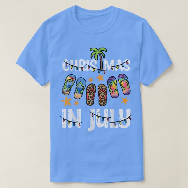 Camiseta 3 Flip Flops Christmas In July Summer Xmas Beach W (Diseño del anverso)