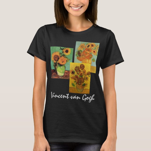 Camiseta 3 flores de girasoles diferentes de Vincent van Go (Anverso)