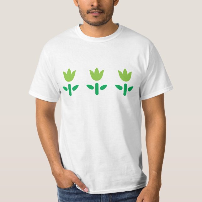 Camiseta 3 Flores verdes (Anverso)