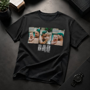 Camiseta 3 Foto Papá Más Genial Est. Año Personalizado - Re