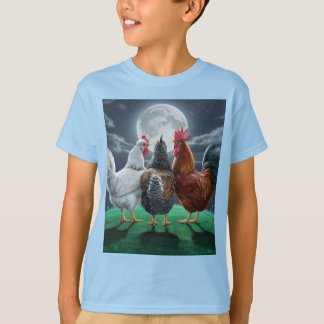 Camiseta 3 gallinas relajándose mientras miran la luna 