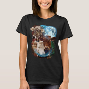 Camiseta 3 Ganado bovino bovino de vaca lunar