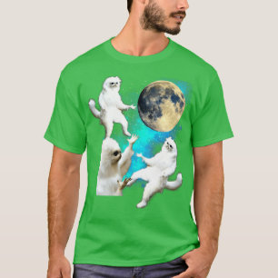 Camiseta 3 Gatos Cats Moon Divertido Tres Gatos Abundando E