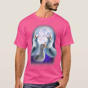 Camiseta 3 Gaviotas Aullando A La Luna Amante De Las Gaviot