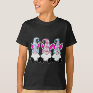 Camiseta 3 Gnomes de Pascua Pastel Spring Gingham Plaid Bun