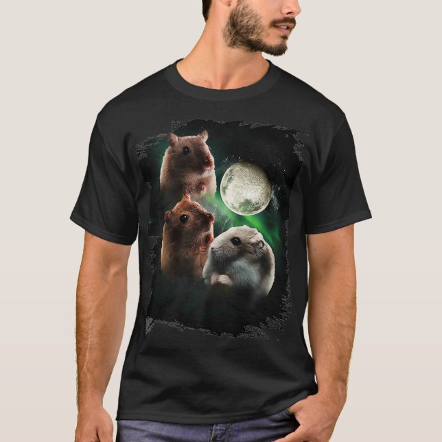 Camiseta 3 Hamsters Wolves Howves Howster 3 Hamster Moon Wo (Anverso)