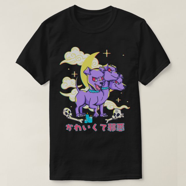 Camiseta 3 Headed Dog Kawaii Purple Cerberus  (Diseño del anverso)